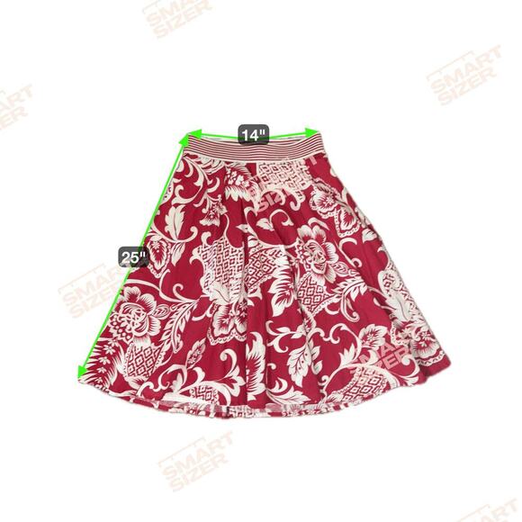 DRESS BARN Red Tropical Floral Poplin Cotton Elastic Waist Skirt Women's - Picture 8 of 8